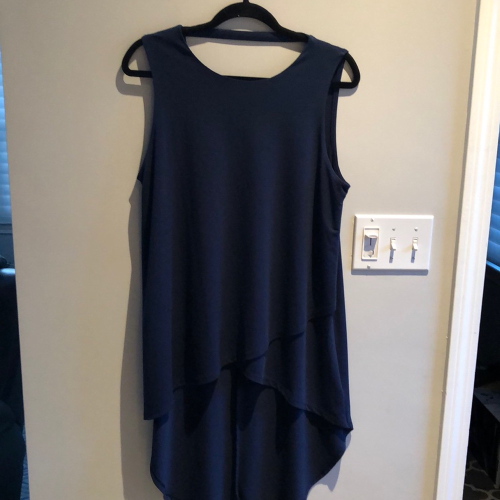 Express Dress! Sleeveless  high-low navy blue dress. Size Large.